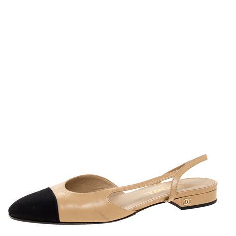 cap toe chanel shoes|chanel cap toe slingback flats.